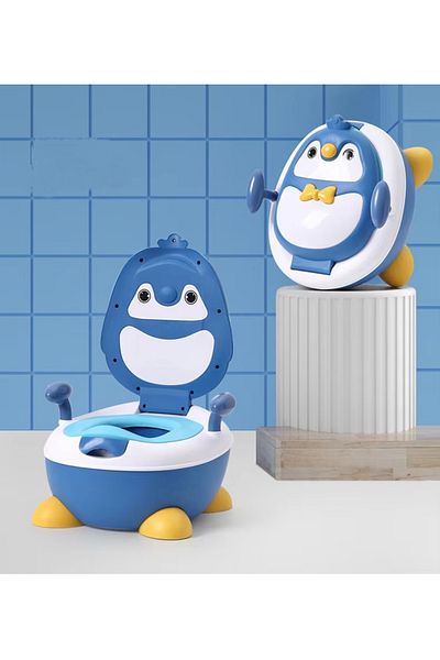 Little Mom Olita pentru copii Little Mom Blue Penguin, cu picioruse antiderapante ajustabile in inaltime, capac