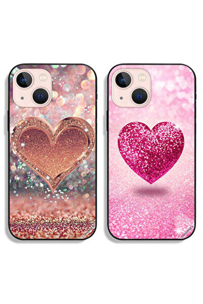 Covernex حافظتان لهاتف Apple iPhone 13 mini، أغطية حماية لامعة على شكل قلوب