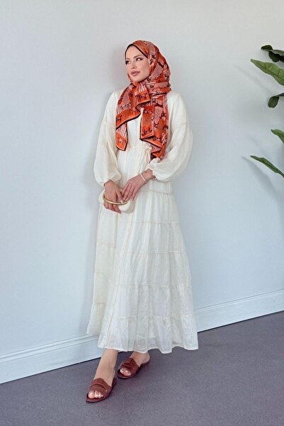 Hazamoda Taba Pamuklu Elbise EKRU