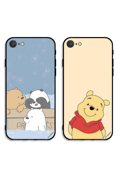 Covernex حافظتان واقيتان لهاتف Apple iPhone 8 - Bear Friends وHappy Bear
