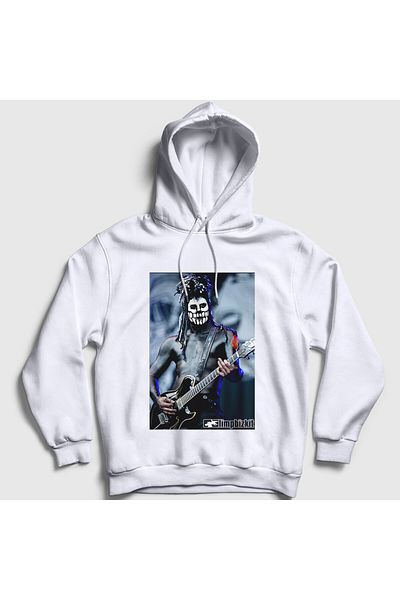 Presmono Unisex Λευκό Wes Borland Guitarist Limp Bizkit Φούτερ με κουκούλα 556353tt