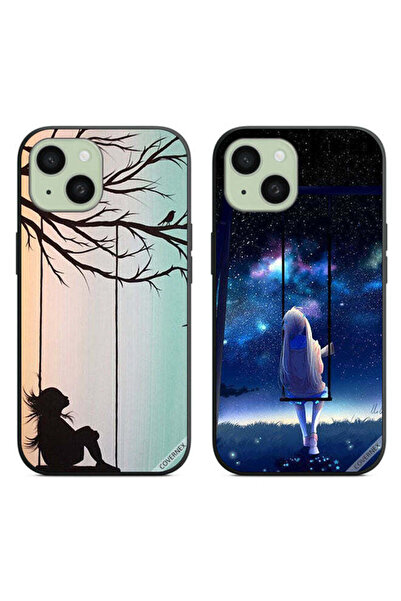 Covernex حافظتان واقيتان لهاتف Apple iPhone 15 Plus، رسم فني لفتاة صغيرة حزينة