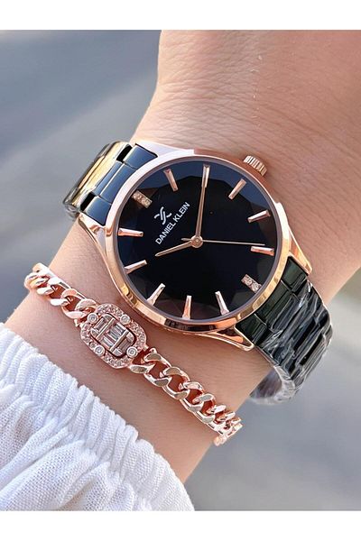 Daniel Klein Women's Wrist Watch+Wristband with Special Cut Glass 3 Atm Water Resistant 2 Years Warranty V10925.5
