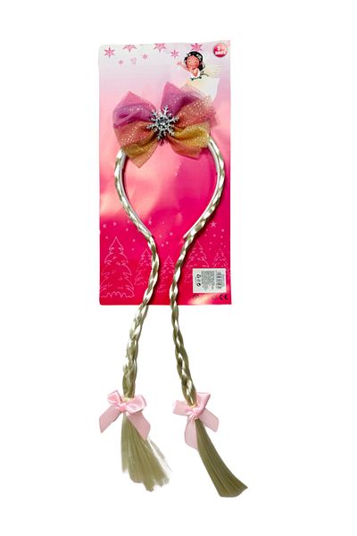fustite cu luminite Blonde Braided Ponytail Headband, Snowflake Bow