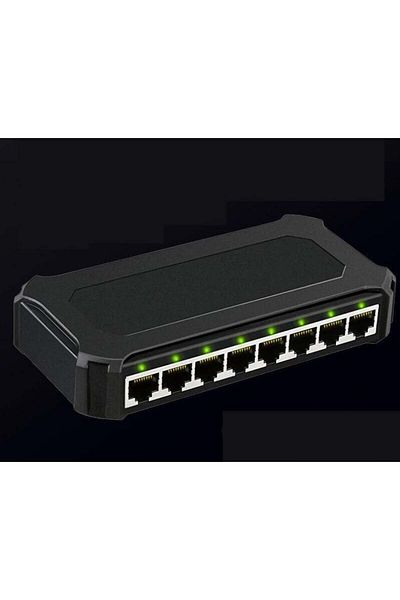 divendi-ro 8 Port Internet Switch, 100/1000Mbps, Plug and Play, Q-JH02 - Black