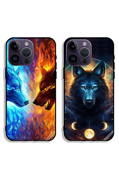 Covernex حافظتان واقيتان لهاتف Apple iPhone 14 Pro بتصميم الذئب والفضاء