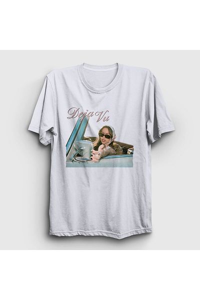 Presmono Unisex Λευκό T-Shirt Deja Vu Olivia Rodrigo 553181tt