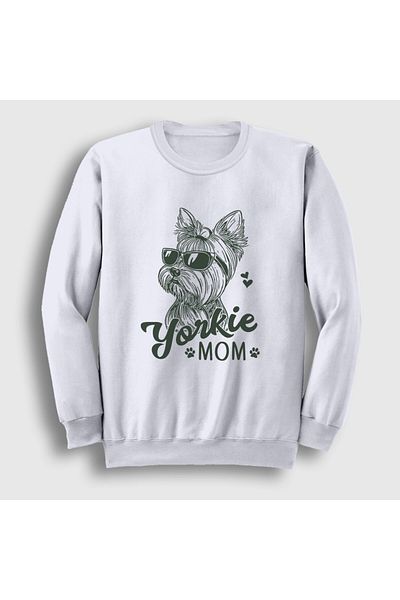 Presmono Unisex White Yorkie Mom Mama Yorkshire Terrier Mom Sweatshirt 556688Tt