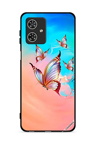 Covernex غطاء حماية لهاتف موتورولا موتو جي 54 5G، فراشات تحلق فوق لون الطلاء