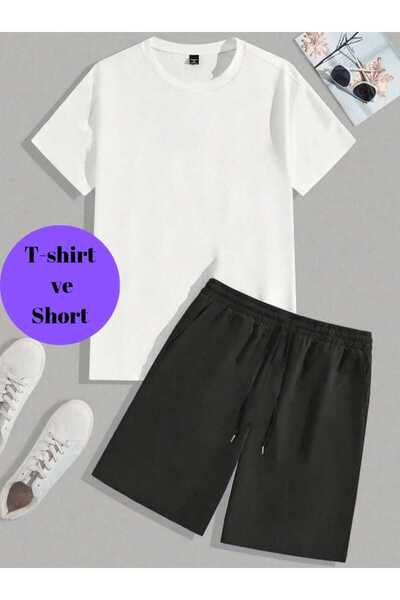 FİTGO Set de pantaloni scurți din 2 piese pentru femei de mărime mare