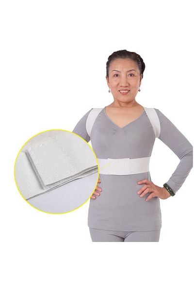 Generic back posture corrector, textile/metal, white, size M, 85 x 24 cm