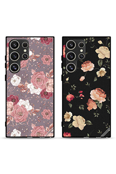 Covernex حافظتان لهاتف سامسونج جالاكسي إس 24 ألترا 5G، أغطية حماية بخلفية زهرية وزهرة لوتس ملونة