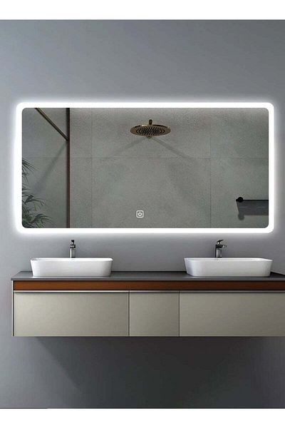 Taimi 100x75cm LED Rectangular Mirror with Touch Control, Side Light, for Bathroom and Makeup