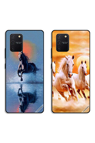 Covernex حافظتان لهاتف سامسونج جالاكسي S10 لايت بأغطية حماية بتصميم خيول تركض