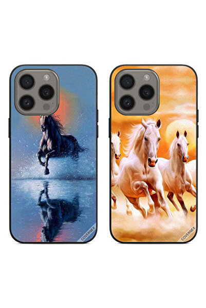 Covernex حافظتان لهاتف Apple iPhone 15 Pro Max، أغطية حماية، خيول تركض