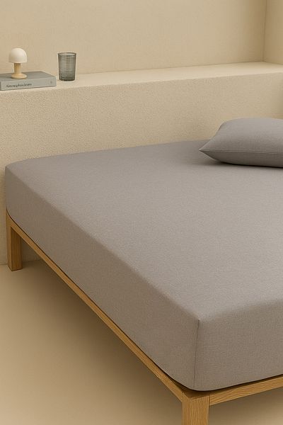 Nart Home ملاءة سرير مزدوجة من القطن باللون الرمادي الفاتح