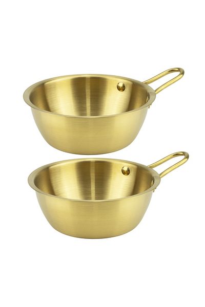 Culinaro Set of 2 serving bowls with Vintage Gold handle 13.5xh5.2cm, stainless steel, gold