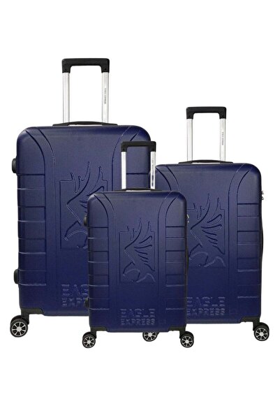 EAGLE EXPRESS Elysium 3-Piece ABS Hard Luggage Set - Navy Blue + 1-Year