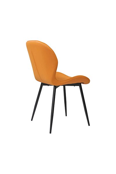 ARTA DOOR Set of 4 Chairs Topaz Orange Eco-Leather, Kitchen, Living Room, Bedrooms or Hallways with Leather