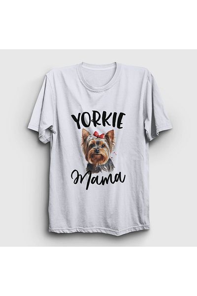 Presmono Unisex Λευκή Τ-shirt Μητέρας Yorkie για Yorkshire Terrier 556571tt