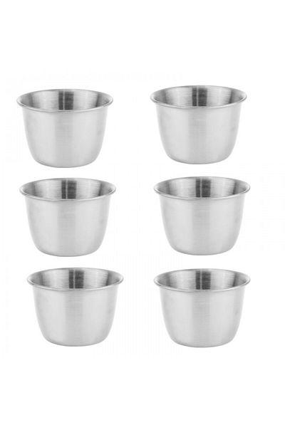 Culinaro Set of 6 stainless steel saucers 6xh4cm, silver