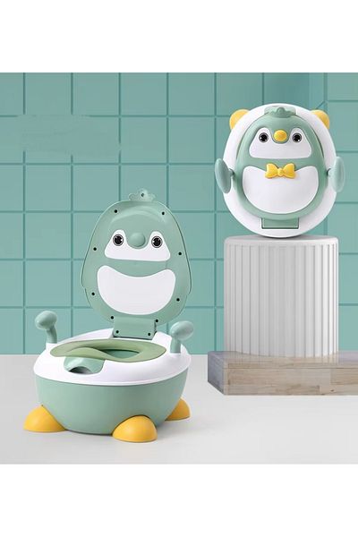Little Mom Little Mom Green Penguin children's potty, with height-adjustable anti-slip feet, cover