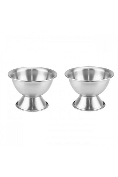Culinaro Set of 2 dessert serving cups with foot Vintage Silver 12.5xh8.5cm, stainless steel