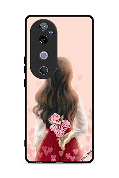 Covernex غطاء حماية لهاتف Vivo V40 5G بتصميم فتاة تخفي زهورًا