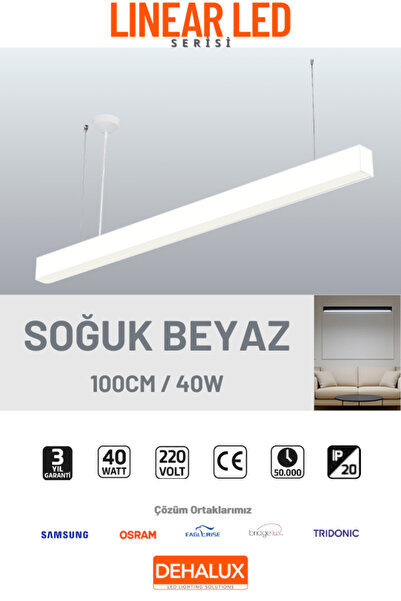 DEHALUX LED LIGHTING SOLUTIONS 100cm 40w Beyaz Kasa Linear Led |soğuk Beyaz 6...
