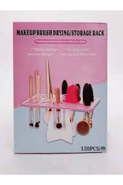 Generic Sagabo Air Drying Rack for Makeup Brushes and Cosmetics in Pink Acrylic