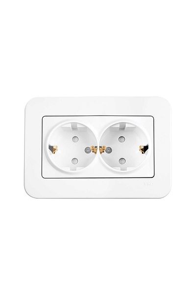 PANASONIC Double Schuko Socket with Child Protection Rollina White