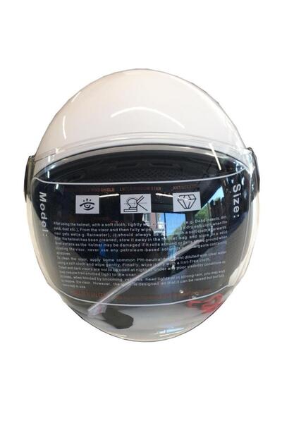 Ybs Yarım Açık Güneş Vizörlü Motosiklet Kaskı Beyaz - S Beden