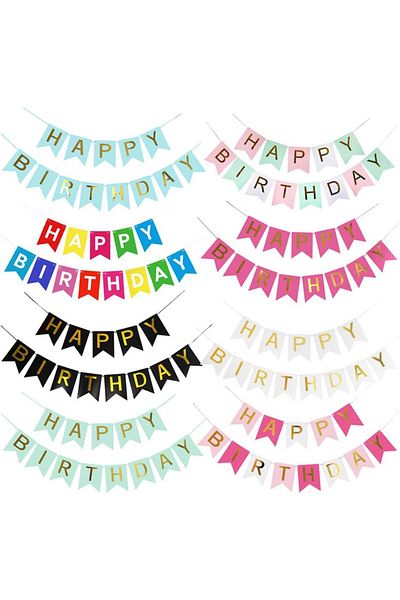 Logther Set of 5 birthday banners, paper, multicolor