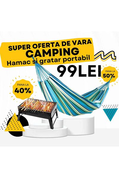 divendi-ro CAMPING promotional package: Hammock and portable suitcase barbecue