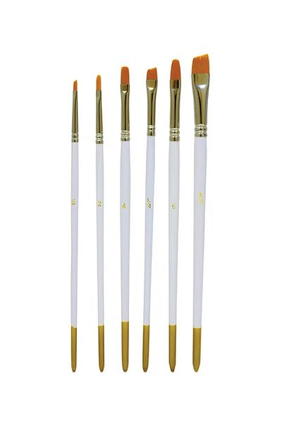 rexa 6-Piece Short Handle Artist Brush Set – Brown/White, Versatile Painting Brushes