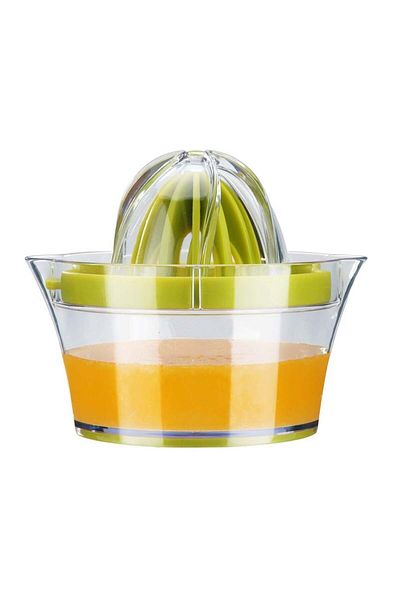 divendi-ro Manual citrus juicer, plastic, transparent container with 400ml capacity and pit sieve, green
