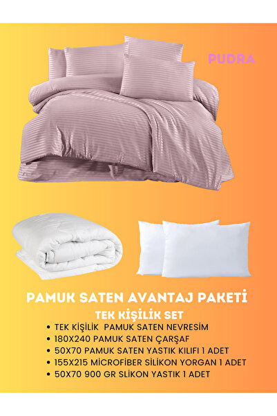 Tek Kişilik Saten Avantaj Paket Pudra