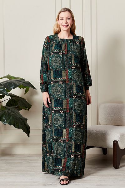 Ferace Γυναικείο φόρεμα με έθνικ σχέδιο Osmnalı Plus Size