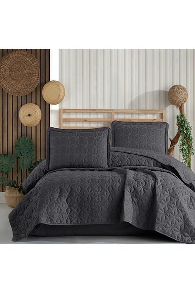 Pucioasa Quilted duvet set + 2 pillowcases 100% cotton, Aryes V2 Anthracite