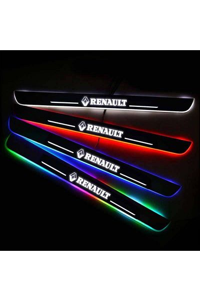 BGRJ Automotive Set of 2 illuminated Renault car sill protectors, multicolor, dynamic