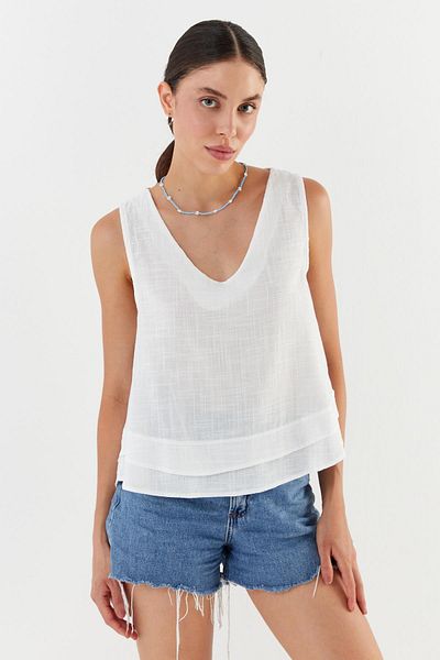 Shopping Shop Λινό Μπλούζα ΛΕΥΚΟ