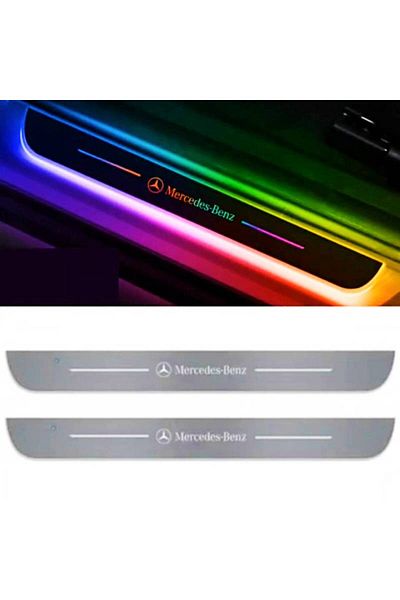 BGRJ Automotive Set of 2 illuminated Mercedes car sill protectors, multicolor, dynamic