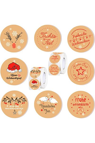 Sunshine smile Set of 2 rolls of Sunshine smile Christmas sticker labels, paper, multicolor, 3.5 cm, 1000 pieces