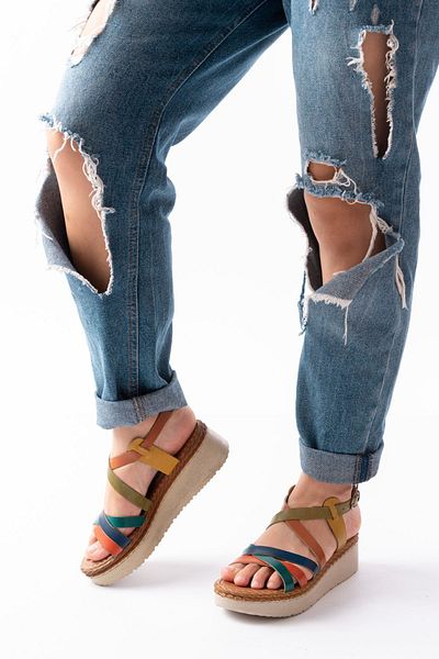 serkanseyyid 730-153 Multi Orthopedic Genuine Leather Padding Women's Sandals