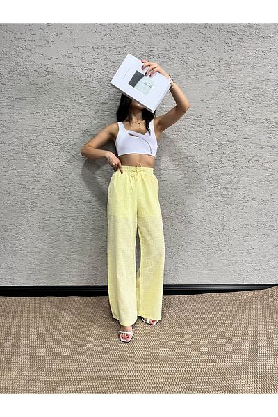 Miss Prova Waist Tie Detailed Linen Trousers Misspnt2669