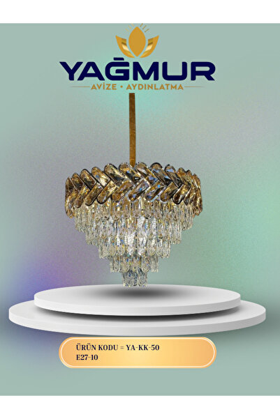 YAĞMUR AVİZE AYDINLATMA 50 CM KRİSTAL SARKIT AVİZE E27 DUY TİPİ