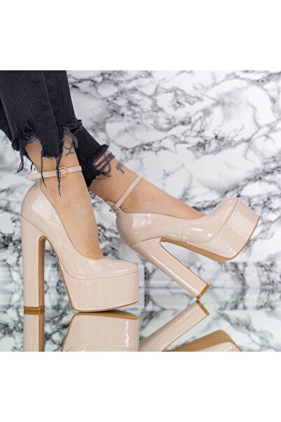 mei Pantofi cu Toc gros si Platforma 2XKK1 Bej