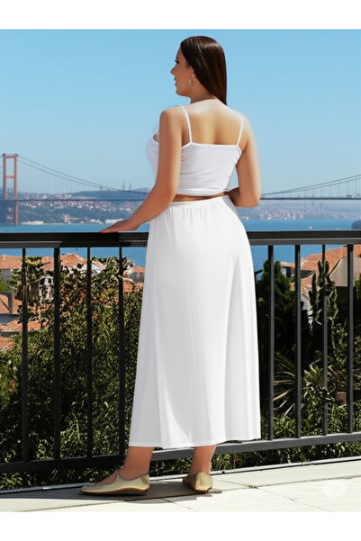 Sas Denye Kumaş Lastikli Etek – Rahat ve Şık