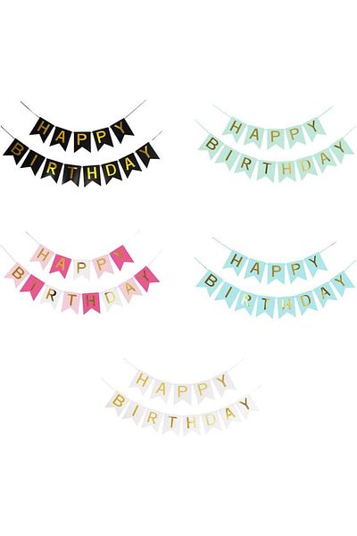 Logther Set of 5 birthday banners, paper, multicolor