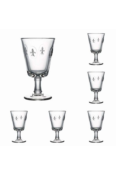 La Rochére Set of 6 Fleur de Lys wine glasses 6 x 24cl, very resistant glass